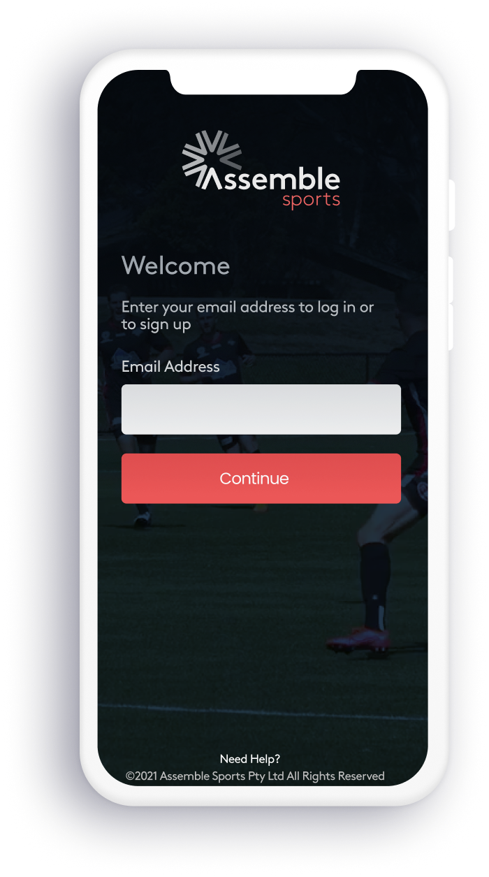 Assemble Sports app screen 1