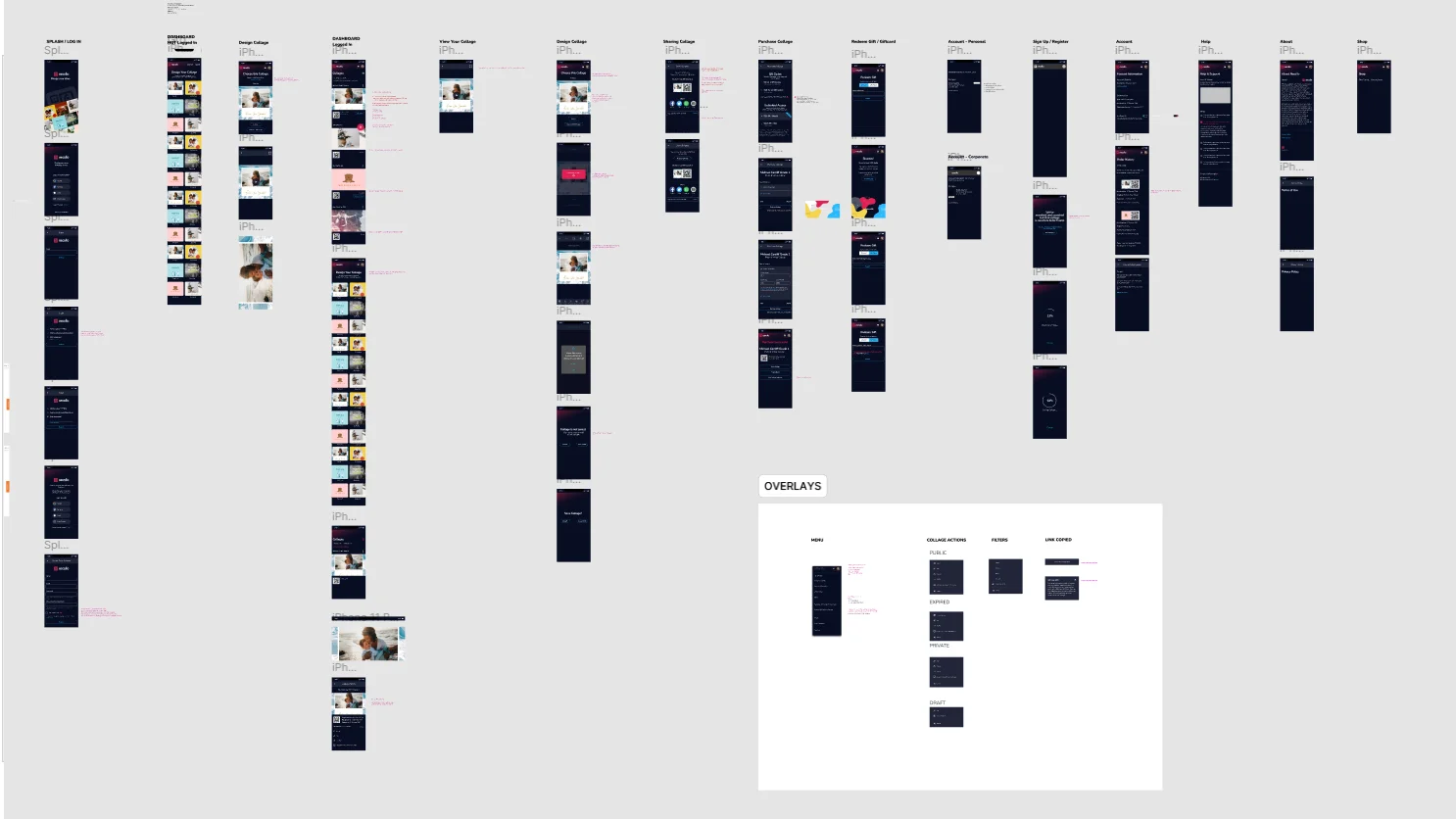All Recollo screens in Figma